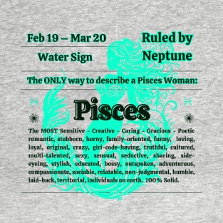 Pisces ♓️ Woman Art Tee T-Shirt